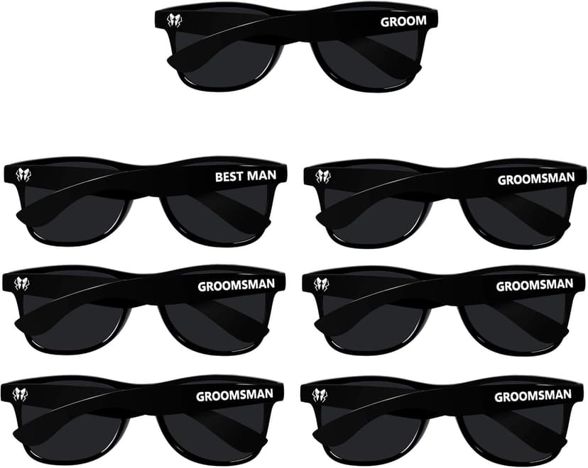 Bachelor Party Wedding Sunglasses Set for Groom & Groomsmen (7-Pack)
