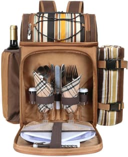 Picnic Backpack for 2 with Cooler, Blanket & Full Cutlery Set