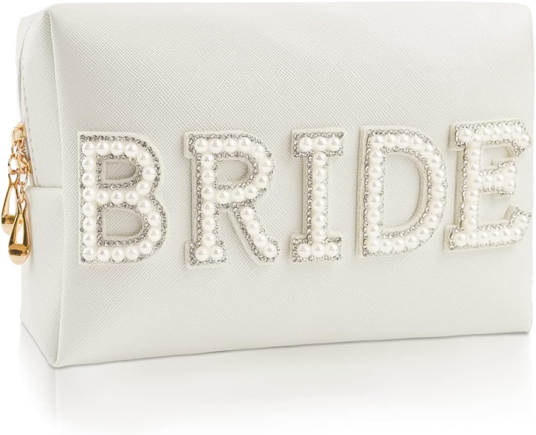 Bride Pearl Rhinestone Makeup & Toiletry Bag