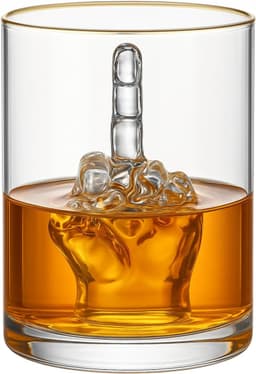 Middle Finger Whiskey Glass with 3D Finger Inside – 12.5oz Novelty Tumbler