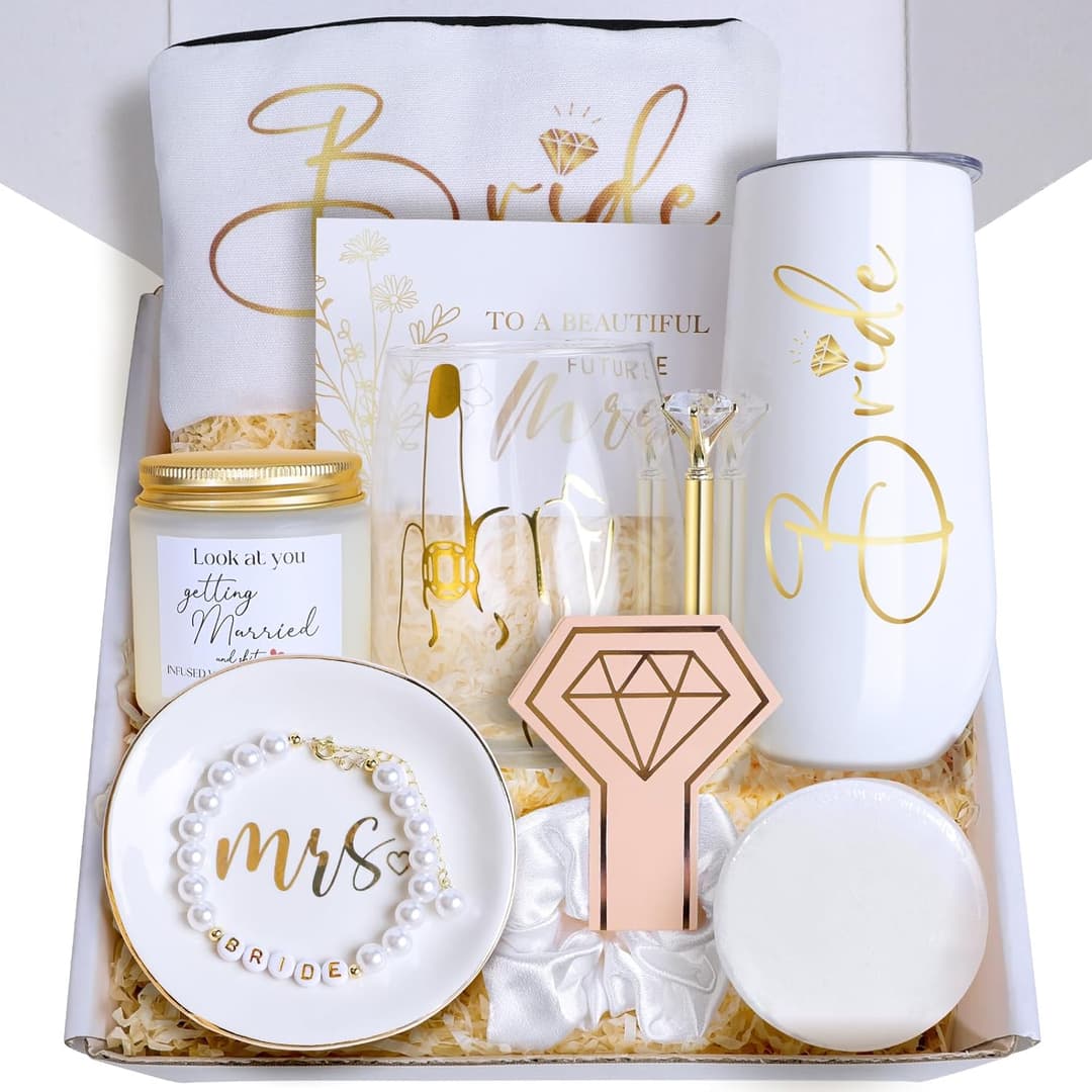 Bride To Be Gift Box Set with Tumbler, Wine Glass & Accessories